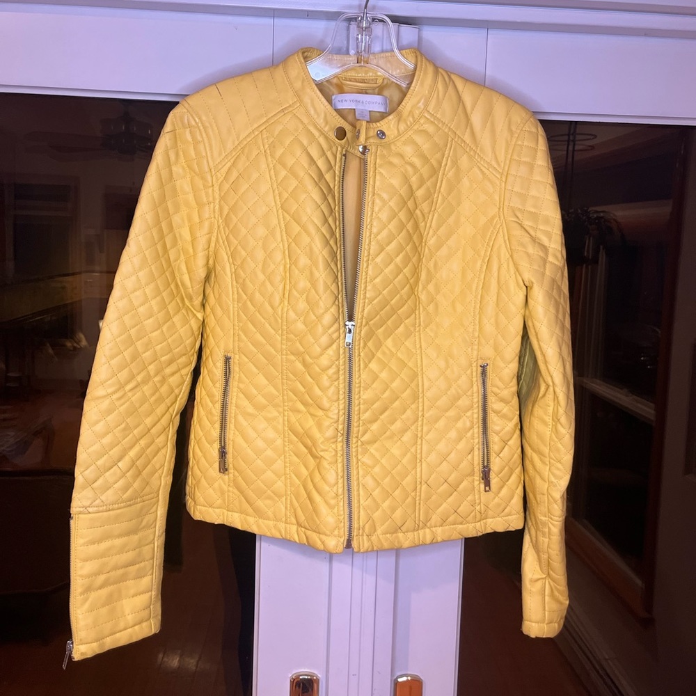 Yellow faux leather jacket